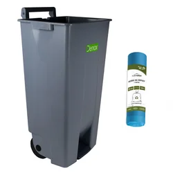 120 L waste bin with garbage bag