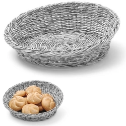 Display basket for bread, oblique, round, fruit, diam. 370 mm gray - Hendi 426586