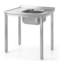 Steel worktop table with sink 100x60cm RIGHT - Hendi 811573