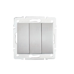 Triple, silver, flush-mounted LOGI Kanlux switch