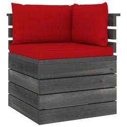 Garden corner sofa made of pallets with cushions, pine wood
