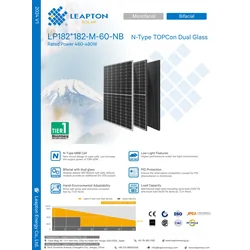 Leapton LP182-M-60-NB 480W Black N-TYPE Topcon Dual Glass Bifacial Frame