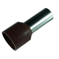 Tubular insulated pins terminal electrical slippers 25mm² brown set 100 pieces