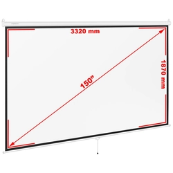 Projector screen, semi-automatic, wall, ceiling, matte white 150'' 340x210 cm 16:9