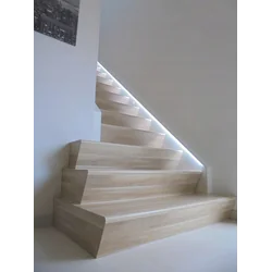 Wood-like stair tiles 120x30 warm color BEIGE Wood on the stairs