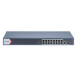 16 Gigabit PoE portok váltása, 1 RJ45 Gigabit port, 1 Gigabit SFP port, Smart Management – ​​Hikvision DS-3E1518P-EI-M