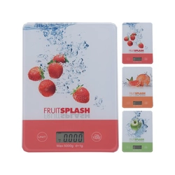flat kitchen scale 5kg digital, tempered glass FRUIT mix of decors