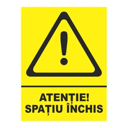 Sticker indicator - Attention closed space, 20x26 cm