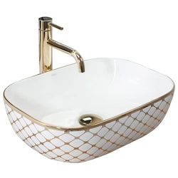 Rea Belinda Diamond White/Gold countertop washbasin - Additionally 5% DISCOUNT with code REA5