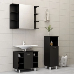 VidaXL 3-piece bathroom furniture set black, chipboard