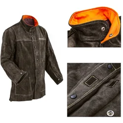 Durable welding protective leather jacket, size XL