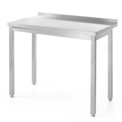 Wall-mounted steel table with worktop for the kitchen with a rim 100x60 cm - Hendi 811245