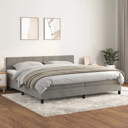 Continental bed with mattress, light gray, velvet,200x200cm