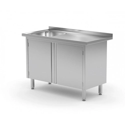 Table with sink, cabinet with hinged door - compartment on the left 700 x 600 x 850 mm POLGAST 218076-L 218076-L