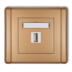 Jedna zásuvka USB-AA 3.0 zlatá metalíza KARLIK FLEXI 8FGUSB-5