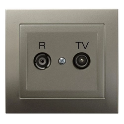 Pass-through RTV socket 10-dB satin light Ospel Kier GPA-10WP/45