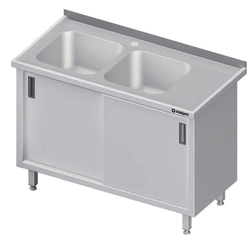 2-bowl sink table(L), sliding door 1200x600x850 mm