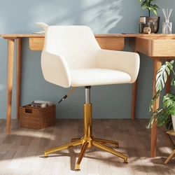 Swivel table chair, cream, upholstered with velvet