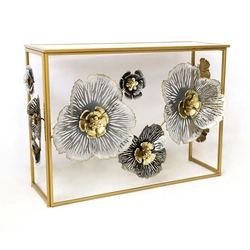 DKD Home Decor Console Mirror Gray Gold Metal Kvety (15.6 x 46.4 x 80 cm)