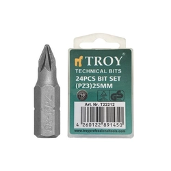 Cross bit set Troy T22212, PZ3, 25 mm, 24 pieces