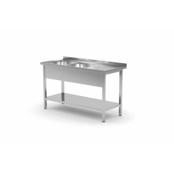 A table with a two-chamber sink and a 1300x600x850mm shelf