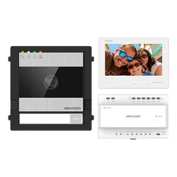 2 laidinio vaizdo domofono rinkinys, skirtas 1 šeimai, 7 colių monitorius, signalizacija, IK08, kortelė 32GB - Hikvision DS-KIS704EY-SS