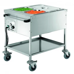 2 x 1/1 GN food serving trolley heated