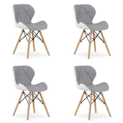 LAGO eco-leather chair - gray and white x 4