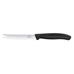 Victorinox Swiss Classic Cheese and Sausage Knife, Serrated Blade, 110mm, Black