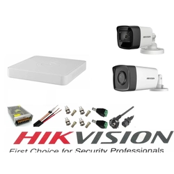 Hikvision video surveillance system 2 cameras 5MP Turbo HD IR80m and IR40m Hikvision DVR 4 channels full accessories