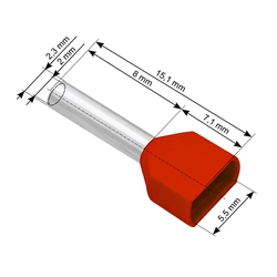 Insulated connector sleeve 2x1,0/8 100 Pcs