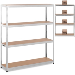 Metal storage rack 4 shelfs 600 kg 160 x 40 x 180 cm gray