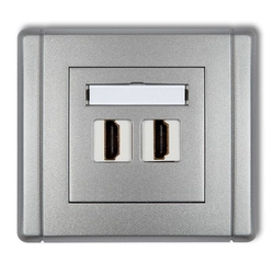 Socket outlet Karlik 7FHDMI-2 Metallic silver IP20