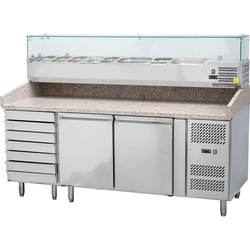 2-door refrigerated table, 600x400 mm, for pizza with drawers and Stalgast extension | 843271