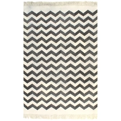 Kilim rug, cotton, 160 x 230 cm, black and white with a pattern
