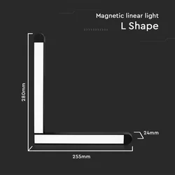 25W LED mágneses lineáris lámpa L 3000K fekete test