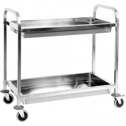 Waiter's trolley, 2 deep shelves, 90 kg, YATO stainless steel