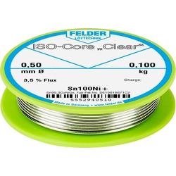 Solder tin Felder Löttechnik ISO-Core "Clear" Sn100Ni + 5552940510 Spool Sn99.25Cu0.7Ni0.05 0.100 kg