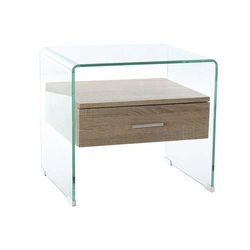 Bedside table DKD Home Decor Glass Wood MDF (50 x 40 x 45.5 cm)
