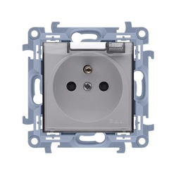 Version socket IP44 without gasket - transparent flap (module)16A, 250V~, screw terminals, white *White frame gasket required