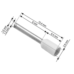 Connector, insulating sleeve, 0,75/6 white, 100 Pcs