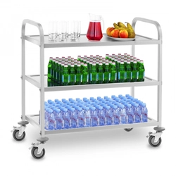 Waiter's trolley, 3 shelves, 150 kg, stainless steel