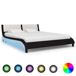 Lumarko Rám postele s LED, černá a bílá, imitace kůže, 160 x 200 cm!