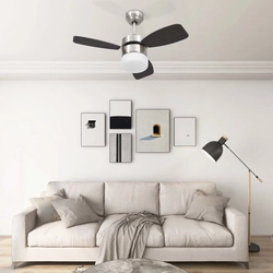 Ceiling fan with lamp and remote control, 76 cm, dark brown