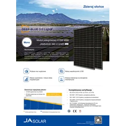 JaSolar Photovoltaic Panel Module 420W 420Wp JAM54S30 - 420/MR Black Mono Halfcut Frame 420 W Wp