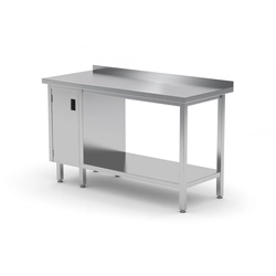 Stainless steel table with a shelf and a cabinet 180x70x85 | Polgast