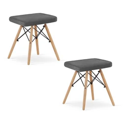 WERK stool - gray velvet / natural legs x 2