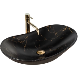 The countertop washbasin Rea Royal Black Marble Matt