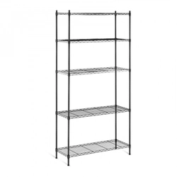 Openwork bookcase 35x90x180 cm with 5 shelves, load capacity 150 kg, black