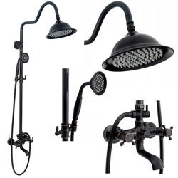 Shower set with spout Rea Retro Antiqued Black